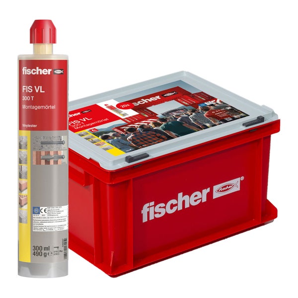 Fischer FIS VL 300 T Montagemörtel Kartusche und rote Fischer Werkzeugbox