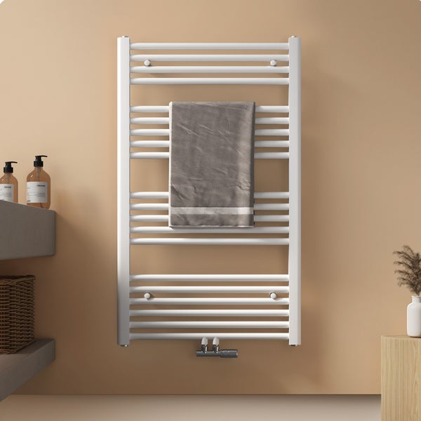 EMKE Badheizkörper Handtuchtrockner Handtuchwärmer 60x100cm, 520 Watt Weiß Bad-Heizkörper Mittelanschluss