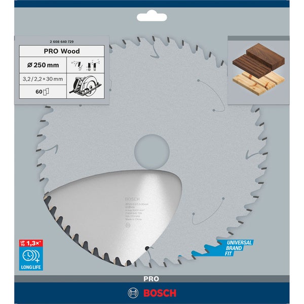 Bosch PRO Wood Kreissägeblatt 250 x 3,2 x 30 mm - 2608640729