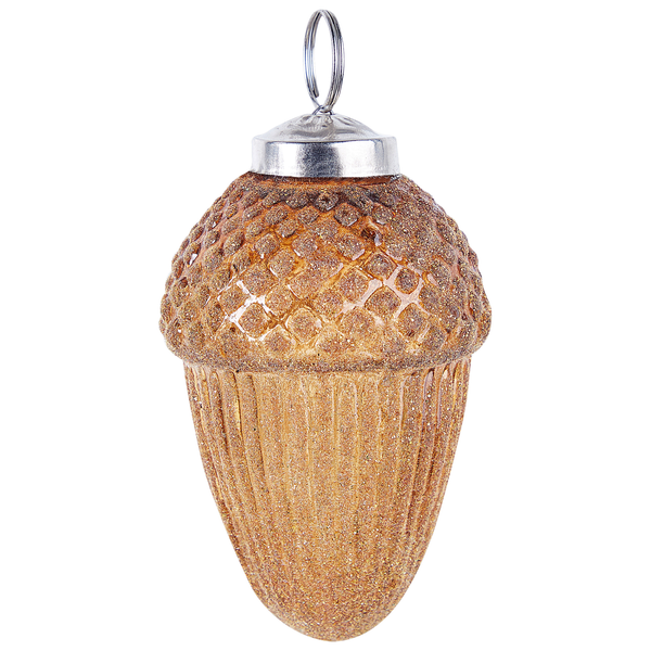 Weihnachtsbaumschmuck in Eichelform aus Glas mit Aufhängeschlaufe