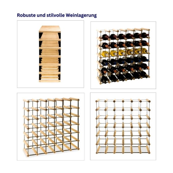 PROREGAL Modulares Weinregal Vinotega Mod Metal HxBxT 62,5 x 62,5 x 24,5 cm 6 x 6 Flaschen Massives Kiefernholz Natur