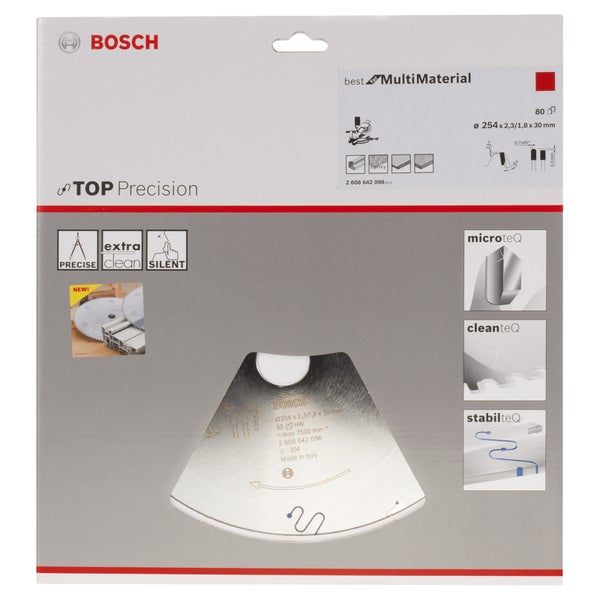 Bosch Kreissägeblatt Top Precision Best for Multi Material, 254 x 30 x 2,3 mm, 80 - 2608642098