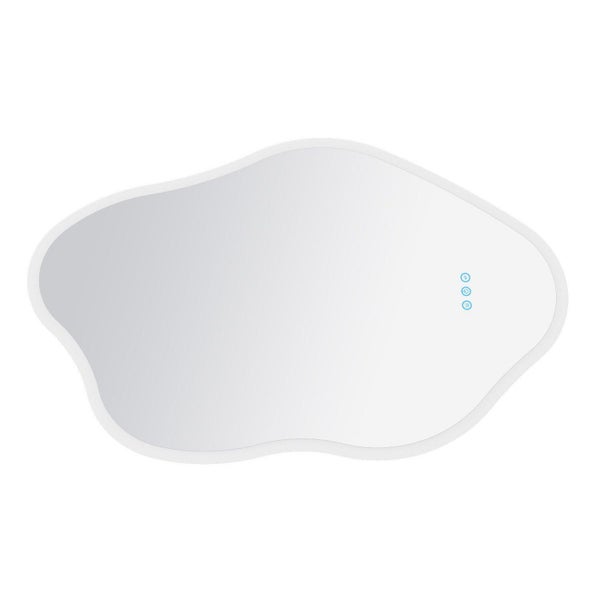 Wandspiegel mit unregelmäßiger organischer Form und integrierter LED Beleuchtung inklusive Touchschalter