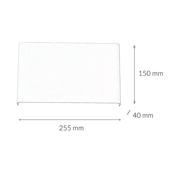 Abdeckung mit den Maßen 255 mm mal 150 mm mal 40 mm.