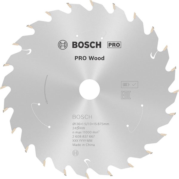 Bosch PRO Wood cordless Blatt für Kreissägen 136 x 1,5 x 15,875 mm - 2608837667