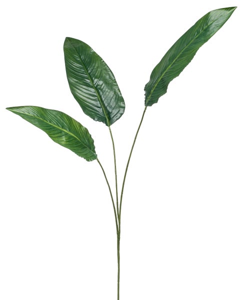 Künstlicher Pflanzenstiel mit grünem Blatt und segmentierten Stielen.