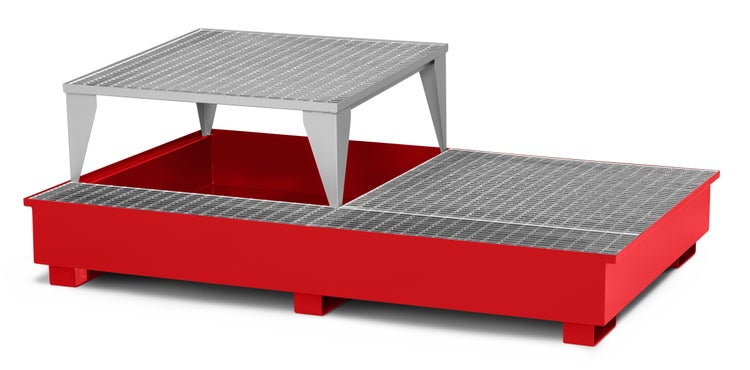 RR Industrietechnik Typ RTA-21 Auffangwannen für IBC aus Stahl mit Abfüllbereich RAL 3000 feuerrot