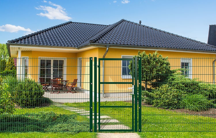 RAZO Zauntor Metall 1m Gartentür  Breite 106  x Höhe 186 cm Moosgrün, inkl. Griff, Schloss und Schlüssel I Gartenpforte Einfahrtstor Hoftür