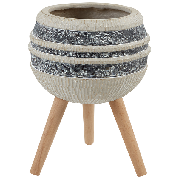 Blumentopf mit Holzfüßen