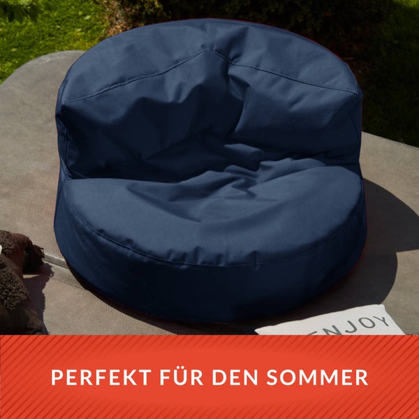 Green Bean Sitzsack Sofa mit Füllmaterial - Lounge im Sitzsack-Design 90x50cm mit ergonomischer Rückenlehne & waschbarem Bezug - Indoor und Outdoor geeignet in Dunkelblau