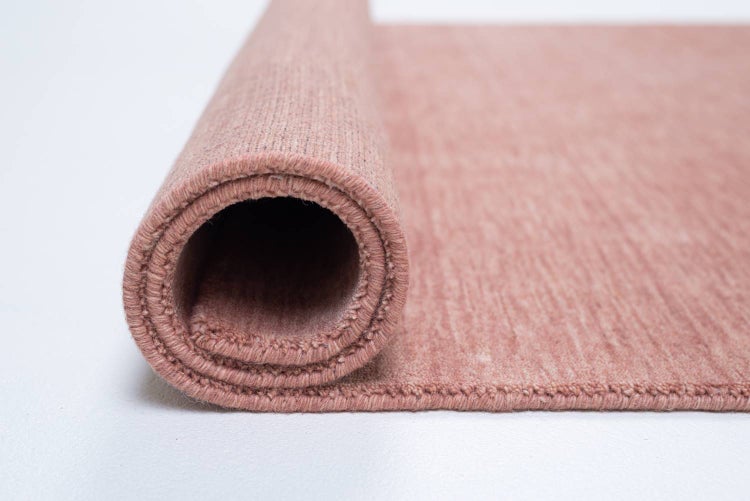 Wollteppich Luxus Designerteppich moderner uni Teppich aus reiner Schurwolle Rosa 140x200 cm
