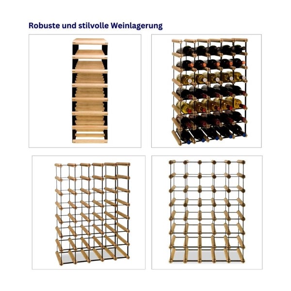 PROREGAL Modulares Weinregal Vinotega Mod Metal HxBxT 72,5 x 52,5 x 24,5 cm 5 x 7 Flaschen Massives Kiefernholz Natur