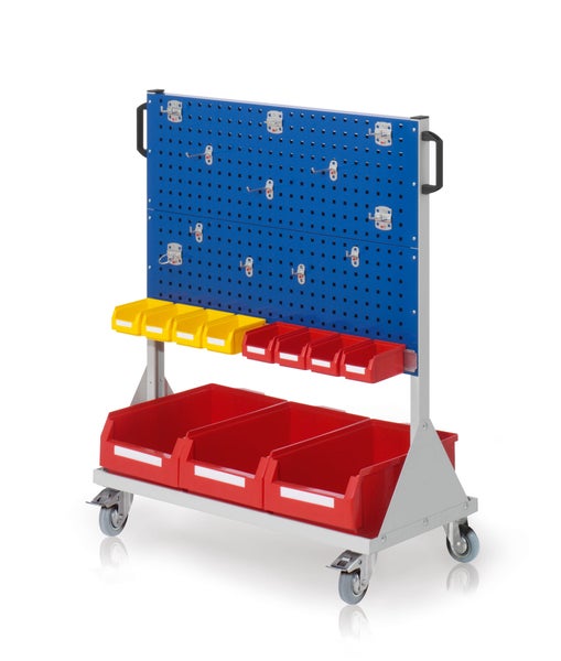 Werkzeugwagen mit Lochwand und Aufbewahrungsboxen