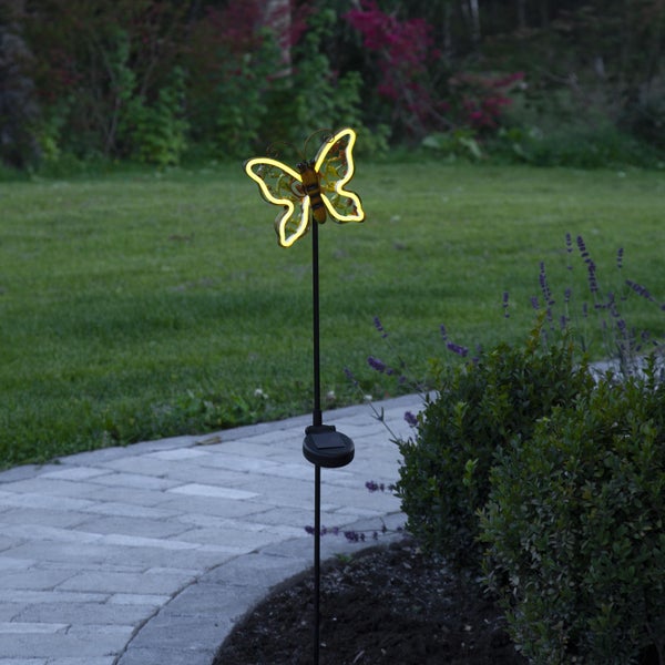 Dekorativer Gartenstecker mit Solarfunktion und Schmetterlingsmotiv