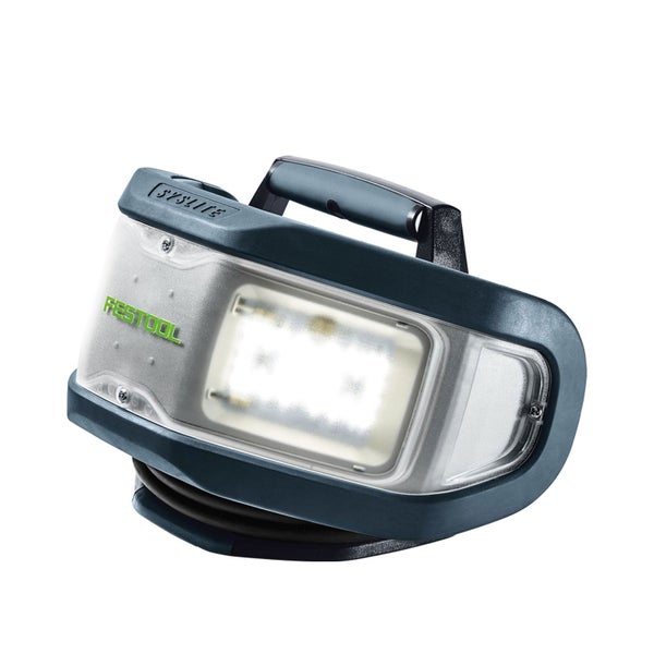 Festool Arbeitsleuchte Syslite mit LED-Leuchtfeld und Tragegriff.