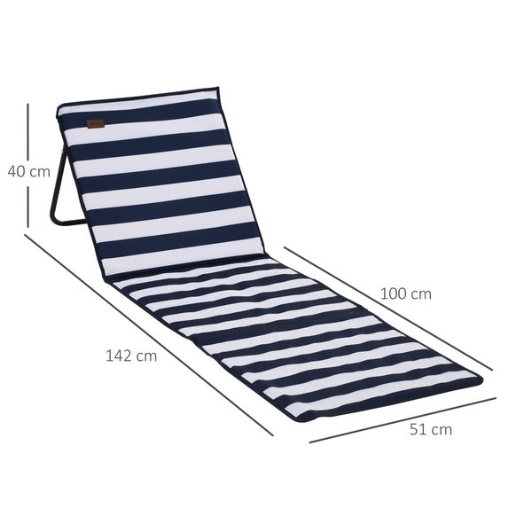 Outsunny 2er-Set Strandmatte, klappbar, verstellbar, mit Tragetasche, 142 x 51 x 40 cm, Stahl, Oxford, Blau+Weiß