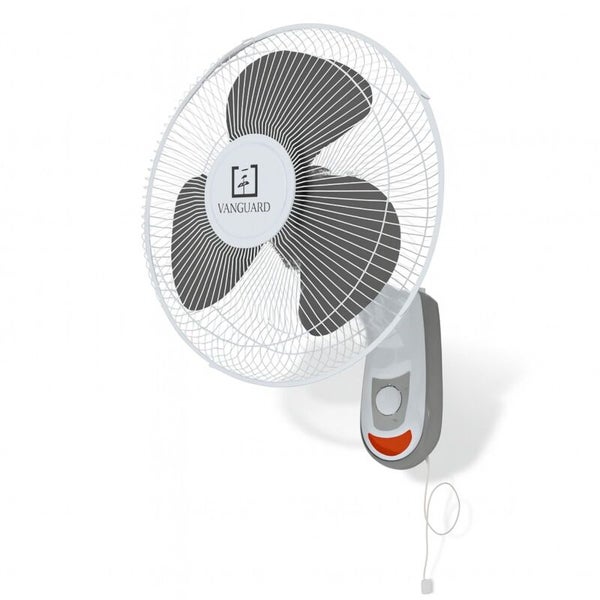 Vanguard Wandventilator mit drei Rotorblättern, Schutzgitter und Steuereinheit zur Wandmontage.