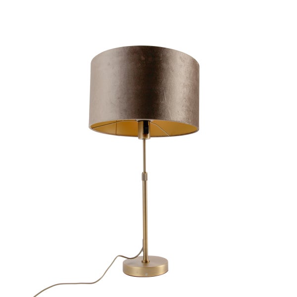 Tischleuchte mit Stoffschirm und Metallfuß