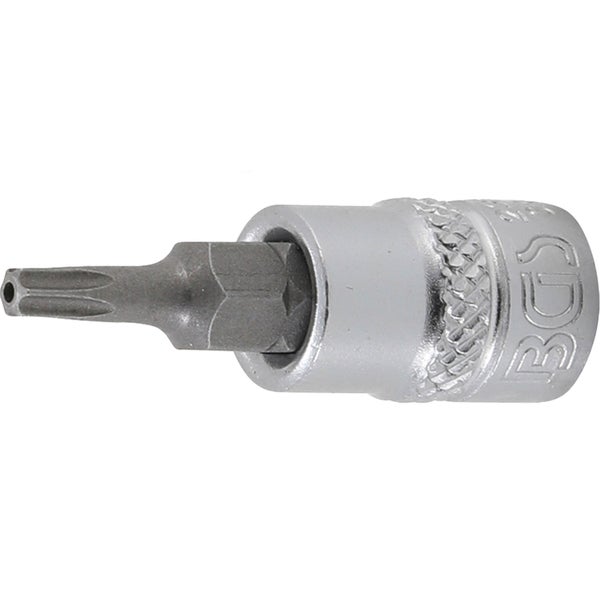 BGS Bit-Einsatz Antrieb Innenvierkant 6,3 mm (1/4) T-Profil (für Torx) mit Bohrung T15 - 2358