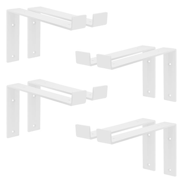 ML-Design 8 Stück Regalhalterung 25x4x14,5 cm, Weiß, aus Metall, 10 Zoll Regalhalterungen, Industrielle Regalwinkel, Regalträger für Wandmontage, 90 Grad Wandhalterung, L-Form Wandregal, mit Schrauben