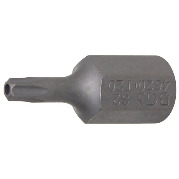 BGS Bit Länge 30 mm Antrieb Außensechskant 10 mm (3/8) T-Profil (für Torx) mit Bohrung T20 - 4620