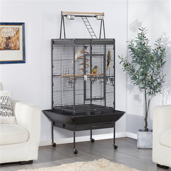 Yaheetech Vogelkäfig mit Sitzstange , Schwarz