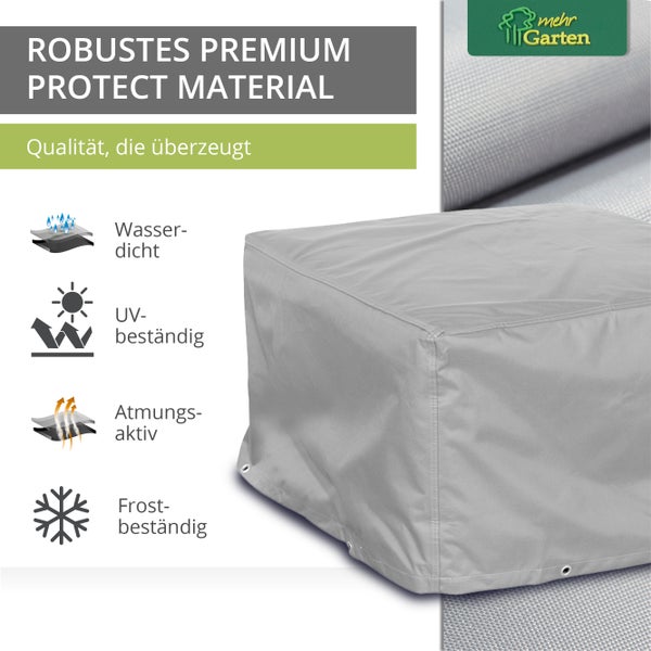 Mehr Garten - Premium PROTECT Loungetisch-Abdeckung, Maße: 100(B) x 100(T) x 45(H) cm I Gartenmöbel-Schutzhülle wasserdicht, UV-beständig & atmungsaktiv aus robustem Gewebe I Taupe (Hellgrau)