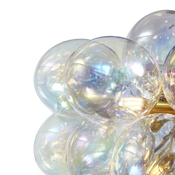 Nahaufnahme einer kugelförmigen Lampe mit schimmerndem Glanz