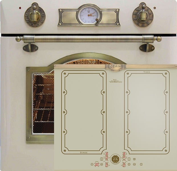 Einbau Backofen mit rustikalem Design und integriertem Induktionskochfeld von Kaiser.