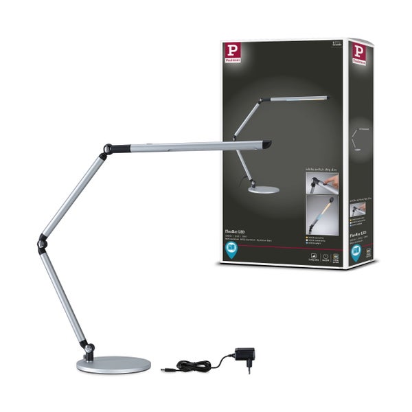 LED Schreibtischleuchte 3-Step-Dim FlexBar White Switch 700lm 9,5W Silber matt
