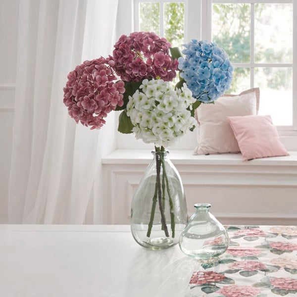 FRANK FLECHTWAREN|Kunstblume Rosa Hortensie, Ø 20 x 70 cm, KUNSTSTOFF, METALL