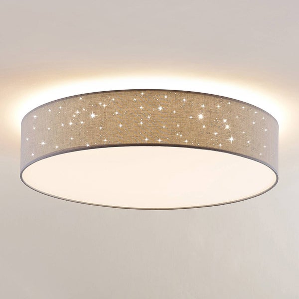 Lindby LED Deckenleuchte Ellamina dimmbar mit Leselampe (Modern) in Alu aus Textil (1 flammig, ) - Lampe Deckenlampe Wohnzimmerleuchte
