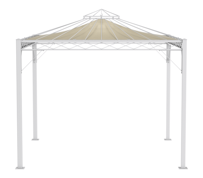 Pavillon ELEO Trento 3 x 3 m weiß - pulverbeschichtet | mit Sonnensegel ecru