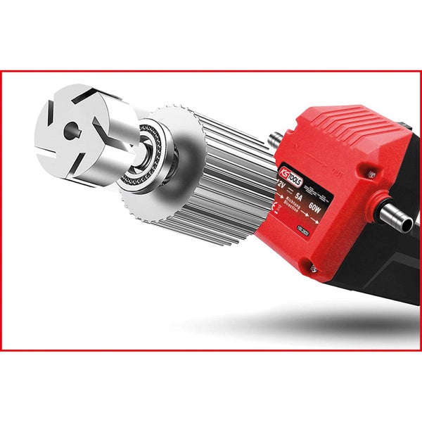 Innenansicht einer elektrischen Ölabsaugpumpe von KS Tools mit Impeller, Kugellager und Getriebeteil.