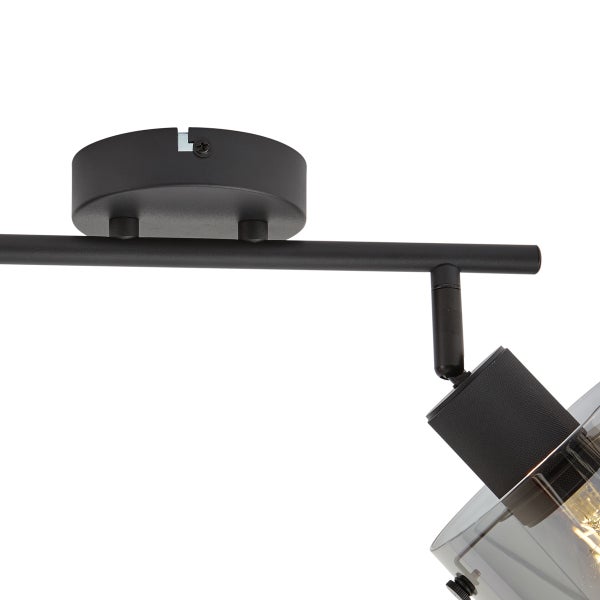 Deckenleuchte mit Spot, aus Metall und Glas