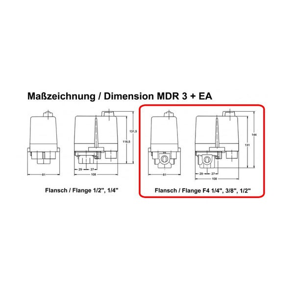 Condor Druckschalter MDR 3/11-EA 4-11 bar G 1/2Alu F4 212294