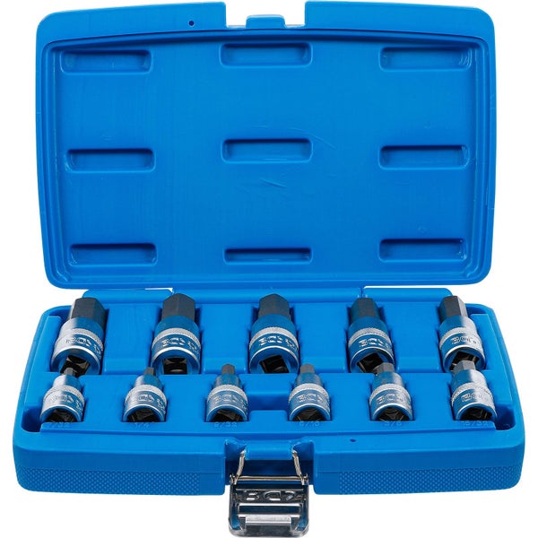 BGS Bit-Einsatz-Satz Antrieb Innenvierkant 12,5 mm (1/2) Innensechskant 7/32 - 13/16 Zollgrößen 11tlg. - 5053