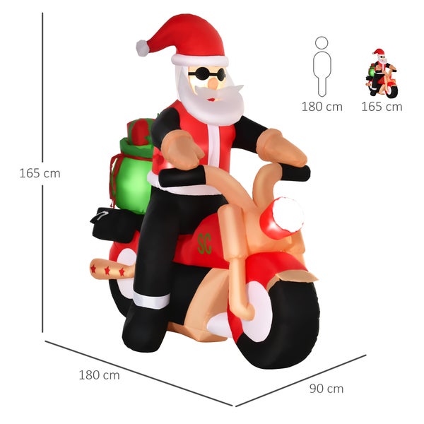 Aufblasbarer Weihnachtsmann auf Motorrad Weihnachtsdekoration