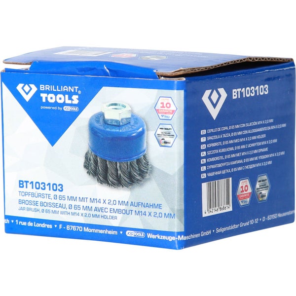 BRILLIANT TOOLS Topfbürste Ø 65 mm mit M14 x 2,0 mm Aufnahme - BT103103