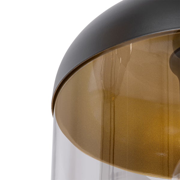 Hängelampe schwarz mit Gold und Rauchglas, 3-flammig, rund – Kyan
