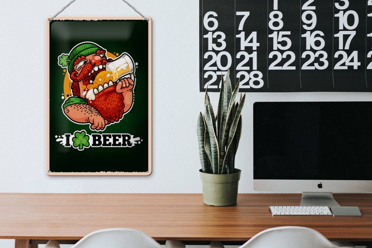 Blechschild Spruch i love Beer Bier 20x30cm