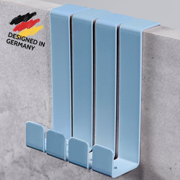 DEKAZIA® 4 Türhaken Kinderzimmer blau | Türgarderobe Kinder | Türhaken zum Einhängen | Kleiderhaken Tür | Tür Garderobe | Garderobenhaken Tür Kleiderhaken | Türhänger Haken Tür Haken Türaufhänger