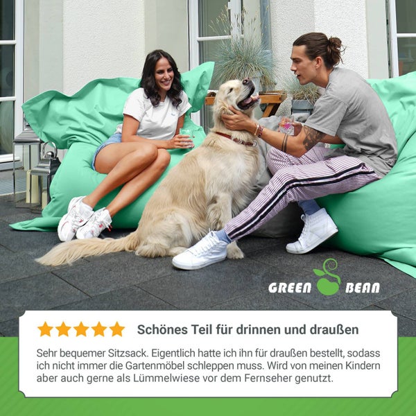 Green Bean Sitzsack XXL 140x180cm 380 Liter Kinder & Erwachsene Bean Bag EPS Perlen Füllung Riesensitzsack Groß Draußen Outdoor Liegekissen Waschbar Wetterfest Lounge Sitzkissen Bodenkissen Mint Grün