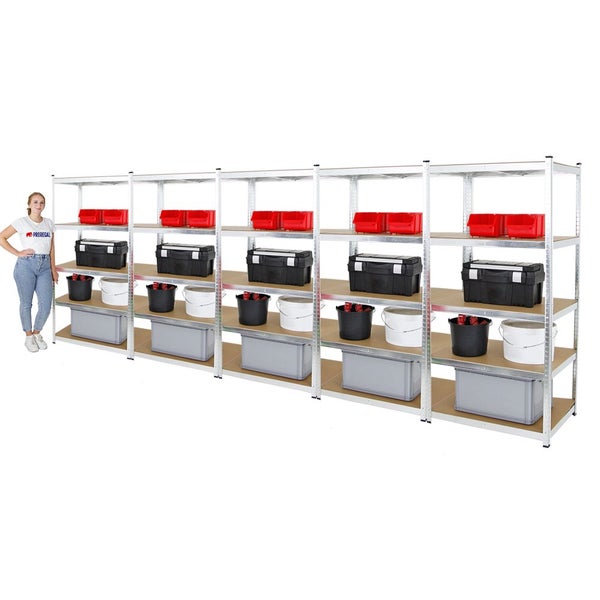 PROREGAL Mega Deal 5x Schwerlastregal Giant Ragnar HxBxT 200 x 100 x 50 cm Fachlast 175 kg Verzinkt