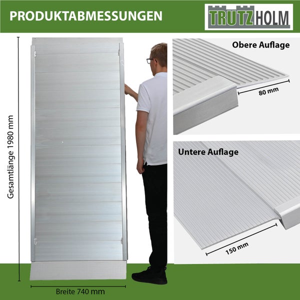 Produktabbildung einer Trutz Holm Rampe mit Maßangaben.