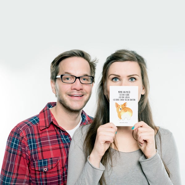 Mr. & Mrs. Panda Postkarte Corgi Po - Weiß