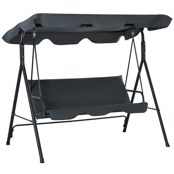 Outsunny Hollywoodschaukel, 3-Sitzer, mit Dach, 172 x 110 x 153 cm, Stahl, Grau+Schwarz