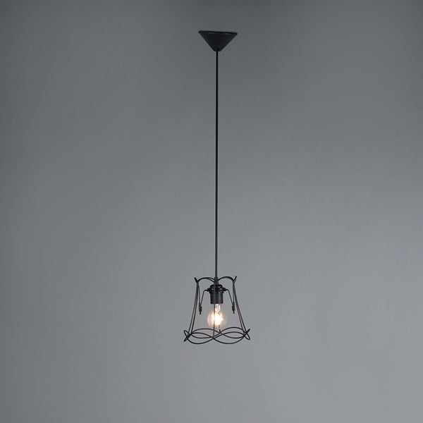 Hängelampe mit dekorativem Metallgestell und Glühbirne