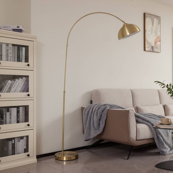Lindby Stehlampe (Bogenleuchte) Lennart (Modern) in Gold / Messing aus Metall (1 flammig, E27) - Bogenlampe Stehleuchte Floor Lamp Standleuchte Wohnzimmerlampe Wohnzimmerleuchte