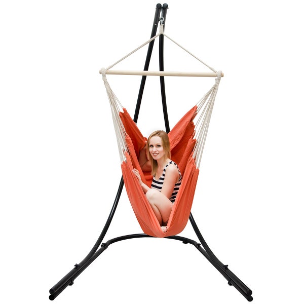 XXL Hängesessel 185x130cm in Celosia Orange + 210cm Gestell